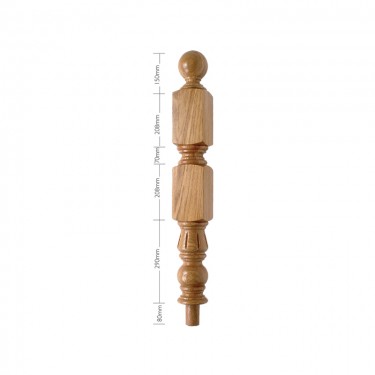 Oak Craftsmans Choice Trentham Flute Newel Turning and Cap 416mm top square - 926mm