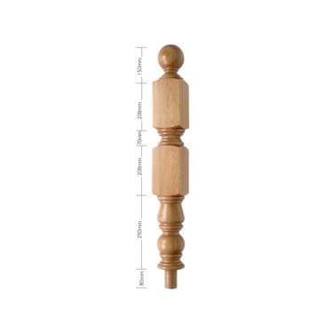 Oak Craftsmans Choice Trentham Newel Turning and Cap 416mm top square - 926mm