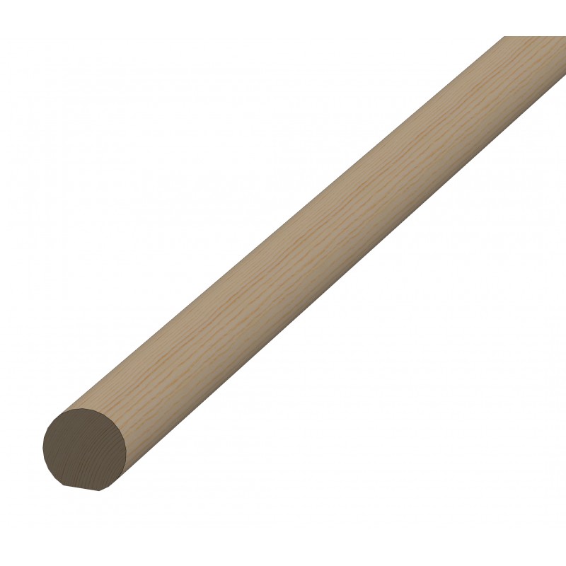 Pine Mopstick Handrail 4200mm x 46mm x 44mm With 20mm Wide Flat Bottom