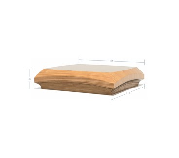 Oak Contour Cap No. 4. Simple Curve - To suit 90mm x 90mm Newel Post