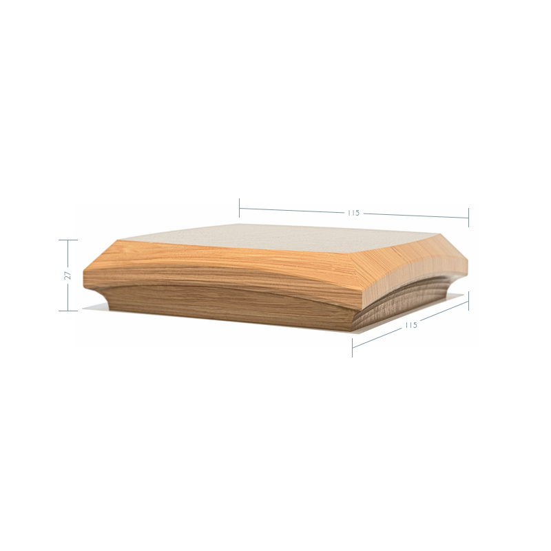 Oak Contour Cap No. 4. Simple Curve - To suit 90mm x 90mm Newel Post