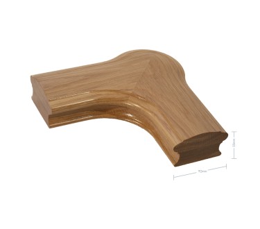 Oak Craftsmans Choice Newel Corner - for continuos handrail