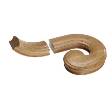 Oak Craftsmans Choice Volute - Left Hand - for continuos handrail