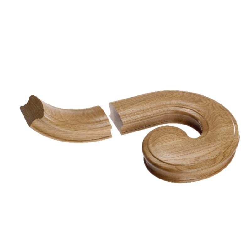 Oak Craftsmans Choice Volute - Left Hand - for continuos handrail