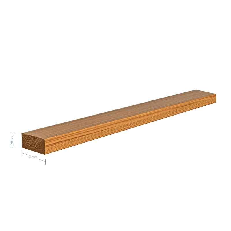 Oak Oblong Baserail with 10.2mm groove - including infill - 3600mm