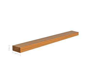Oak Oblong Baserail for Glass - 28mm tall x 59mm wide - No groove or 10mm groove - Available in various lengths