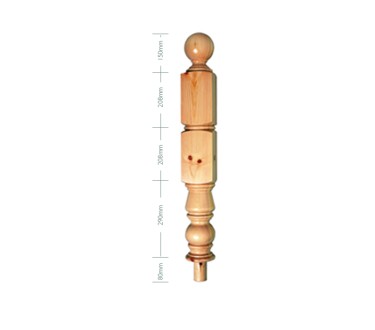 Pine Craftsmans Choice Trentham Turned Newel Turning Complete with Turned Cap 926mm x 117mm x 117mm - With 416mm Top Square